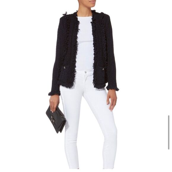 Intermix Ikaterina Fringe Knit Jacket black size 2 - Picture 2 of 16